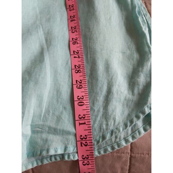 J. Jill Love Linen Button Down Shirt Size Medium Seafoam Green 100% Linen - Picture 7 of 7